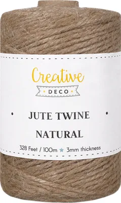 Obrázok produktu pre Creative Deco 100m Jutová šnúra Prírodná Hnedá | 2-3 mm Hrubé 3 Vrstvy | Jutová šnúra Jutová Priadza Konopná šnúra Jutová Páska Baliaca Páska Silná | Jutová šnúra Lano pre Dekorácie, DIY Remeslá, Balenie