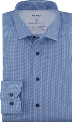 Produktbild von Olymp Level Five 24/Seven Hemd blau bedruckt Dynamic Flex Jersey