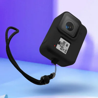 Obrázek produktu pro Silikonové ochranné pouzdro pro kameru GoPro Hero8 se šňůrkou na krk Prachotěsné pouzdro černé