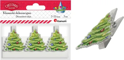 Obrázek produktu pro Dekorativní dřevěné kolíčky na prádlo na vánoční stromek 3 ks Titanum