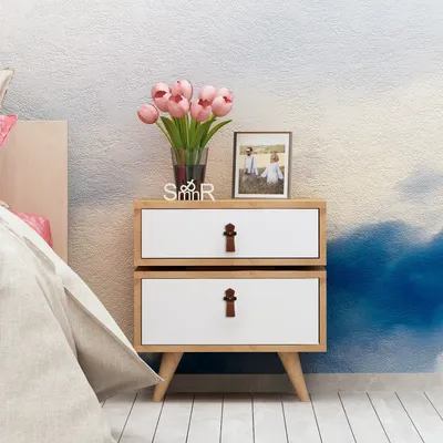 Produktbild von Skye Decor, Leija- LeijaMDD, Eichenfarbig,,Weiß, Nachttische & -schränke, 59x50x40 cm, 100% Melaminbeschichtete Partikelplatte