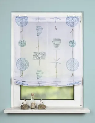 Produktbild von Home Wohnideen Raffrollo Batist Digitaldruck Cocoa 069796-0607 H x B 140 x 80 cm Blau