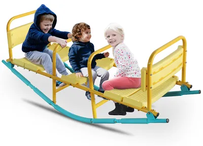 Produktbild von Dreisitzer-Wippe 133cm, rutschfest, bequeme Sitze & Rückenlehnen, Spielplatz, sicher