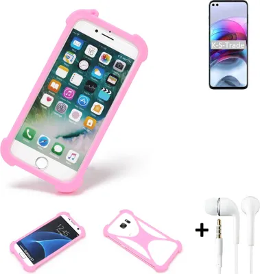 Produktbild von K-S-Trade Bumper + Kopfhörer kompatibel mit Motorola Edge S Handy Hülle Schutzhülle Silikon Schutz Hülle Cover Case Silikoncase Silikonbumper TPU