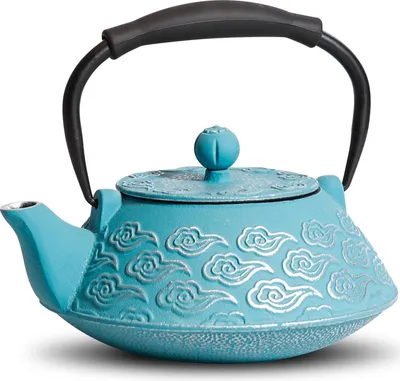 Produktbild von Teekanne Gusseisen japanisch Teesieb 800 ml Wolkenmuster Himmelblau