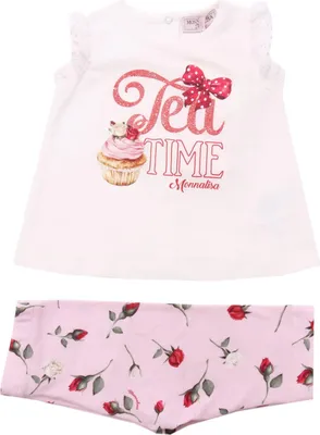 Image de 6554AC completo bimba girl MONNALISA white/pink Coton set kid