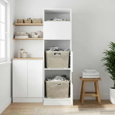 Image de vidaXL Armoire à linge avec porte aspect chêne noir 50 x 68 x 162 cm
