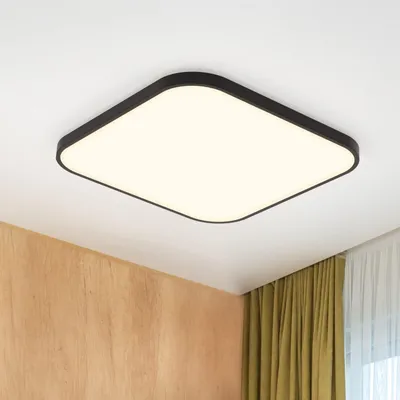 Image de Plafonnier LED ZMH pour chambre à coucher 19 W plat 27 cm Éclairage de plafond Lampe de cuisine Blanc neutre Lampe de couloir Noir