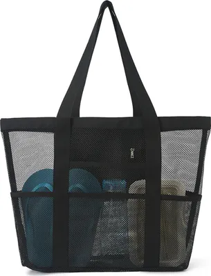 Produktbild von Netz-Strandtasche mit Reißverschluss, große Kapazität, Strandtasche, faltbares Design, wasserdicht, sanddicht, Pooltasche mit Taschen