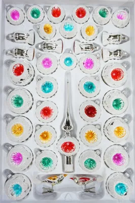 Produktbild von 39 tlg. Glas-Weihnachtskugeln Set in "Hochglanz Vintage Silver Style"