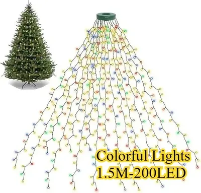 Produktbild von LED-Weihnachtsstern zum Aufhängen, 15 oder 23 cm, warmweiß oder RGB, batteriebetrieben, mit 10 oder 30 LEDs - Bunte Lichter - 1.5 m