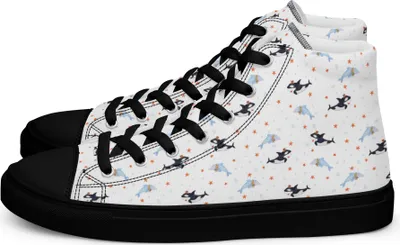 Produktbild von Mr. & Mrs. Panda Damen Sneaker Black Edition Orca Zylinder Größe 43 - Weiß - Geschenk, Konfetti, Narwal, Schwarze Sneakers für, Meer, Schwarzer, Geburtstag, Glitzer, Fest