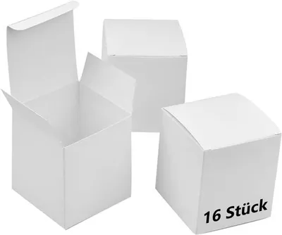 Imagen del producto de Cajas de regalo de cartón, color blanco, 16 unidades, de 10x10x10 cm, para regalos