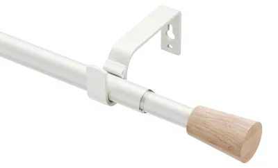 Image de Tringle à rideaux extensible blanche 76-135 cm - Inclus kit de fixation pour rideaux à œillets