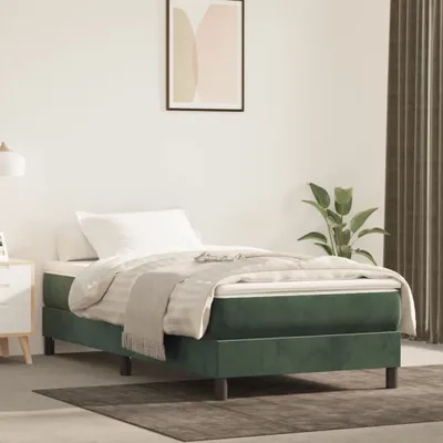 Image de The Living Store Sommier tapissier vert foncé 90x190 cm velours