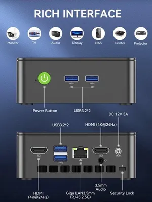 Obrázek produktu pro Mini počítač - Intel i3 - 8 GB RAM - 256 GB SSD - Stolní počítač - WiFi 6