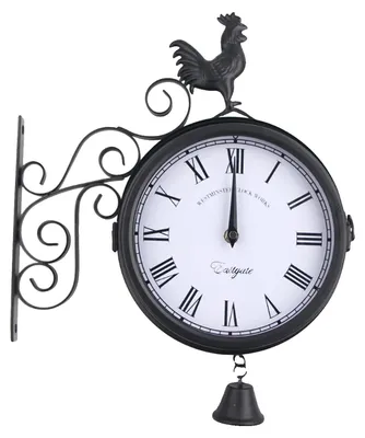 Image de Horloge murale, double face, design résistant aux intempéries, blanche