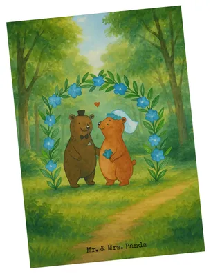 Produktbild von Mr. & Mrs. Panda Postkarte Bären Hochzeit Design - Weiß - Geschenk, Hochzeitstag, Postkarten, Ansichtskarte, Trauung, Hochzeitskarte, Grußkarte, Zur, Hochzeitsgeschenk