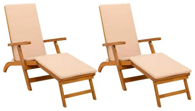 Image de vidaXL : 2 chaises longues inclinables et pliables, en bois d'acacia massif