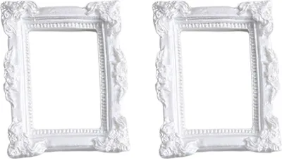Produktbild von 2pcs Photo Frames Anti-deformiertes Vintage-Harz-europäischer Stil Mini Bilderrahmen Hintergrunddekoration für Geschenk-G