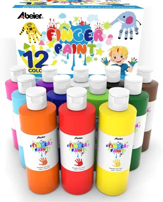 Produktbild von Fingerfarben für Kinder, ungiftig, 250 ml x 12, waschbar, abwaschbar. Fingerfarben für Kinder, geeignet für Stempelarbeiten