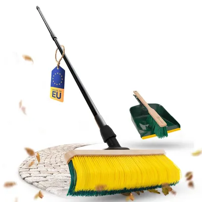 Produktbild von Novaliv Krallenbesen mit Stiel 60cm inkl. Kehrgarnitur Outdoor, Spezialbesen gebogenen Borsten Borsten -Ideal als Gartenbesen, Kratzbesen, Kunstrasen Besen, Optimal für Camping