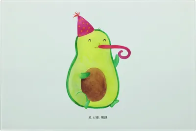 Produktbild von Mr. & Mrs. Panda Schneidebrett Avocado Feier - Weiß - Geschenk, Party, Geburtstag, Großes, Feierlichkeit, Servierplatte, jausenbrett, Glas, Gute Laune, Hackbrett