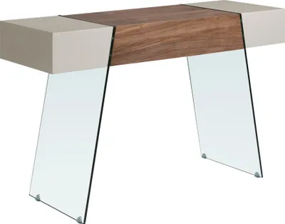 Produktbild von Angel Cerdá Rechteckiger Konsolentisch aus grauem Holz, Walnuss und gehärtetem Glas 3029