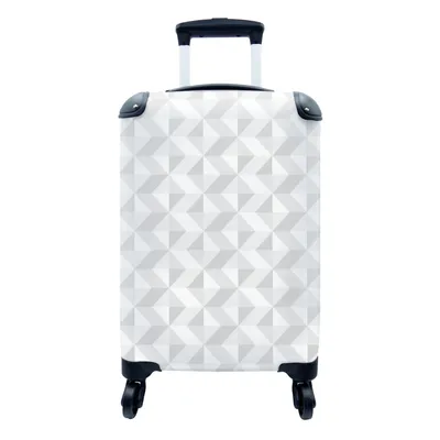 Produktbild von MuchoWow® Koffer Handgepäck Trolley Rollkoffer Kleine Reisekoffer mit 4 Rollen - Zickzack - Grau - Muster - Geometrie - Cabin Size < 55x40x23 cm & 55x40x20 cm - Fotokoffer - Kabinenkoffer - Boardgepäck - Reise-Box - Reisekoffer - Reisegepäck - Koffer mit Bild - Trolley für Kinder