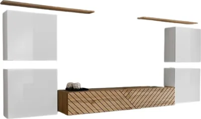 Produktbild von Meublorama AM-SWITCH 4-WWTL SW 4*7C/98KG, 6 Regale, 5 Tür(en), Weiß, Mitteldichte Faserplatte (MDF), 400 mm, 3200 mm