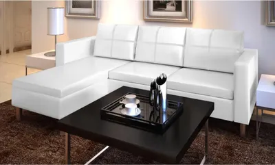 Produktbild von ZMH Modulsofa 3-Sitzer Kunstleder Weiß