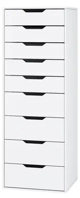 Produktbild von Kommode weiß 9 Schubladen schmal 45 x 40 x 124 cm
