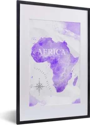 Produktbild von MuchoWow® MuchoWow® Gerahmtes Poster Karten - Afrika - Aquarell 40x60 cm - Poster mit zchwarzem Bilderrahmen - Poster in Rahmen