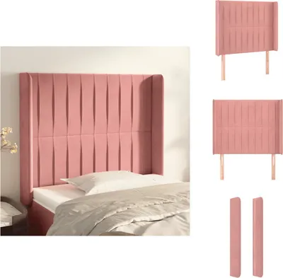 Imagen del producto de vidaXL Cabecero con orejas, color rosa, 103 x 16 x 118/128 cm, terciopelo - Cabecero y piecero