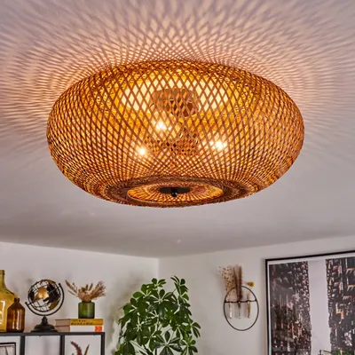 Produktbild von Decollatura moderne Deckenlampe aus Metall/Bambus/Holz in Schwarz/Natur