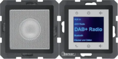 Produktbild von HAGER Berker Q.1/Q.3/Q.7 Q.x Radio Touch podtynkowe DAB+ Bluetooth mit Lautsprecher anthrazit aksamit 30806086