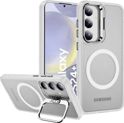 Produktbild von Conie Magsafe Schutzhülle für Samsung Galaxy S24 Plus Kunststoff Hard Case Magnet Cover Hülle mit Aufstellfunktion in Transparent matt