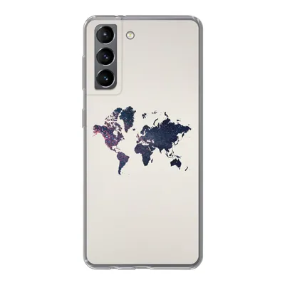 Produktbild von MuchoWow® Handyhülle Schutzhülle Hülle für Samsung Galaxy S21 Weltkarte - Licht - Rot Silikon Softcase Handy Hülle - Softcase