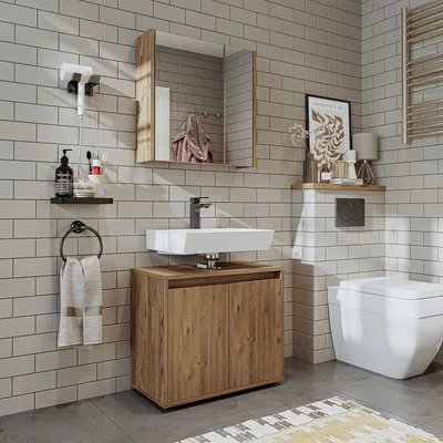 Produktbild von Roomart MELONA-S2-65 Badmöbel-Set 2-teilig 65 cm breit, Eiche