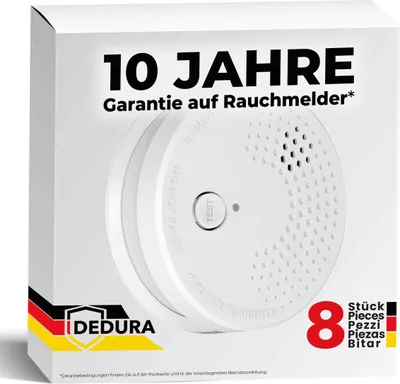 Produktbild von Dedura Rauchmelder Set (8 Stück), DIN EN 14604, Rauchwarnmelder inkl. Batterie