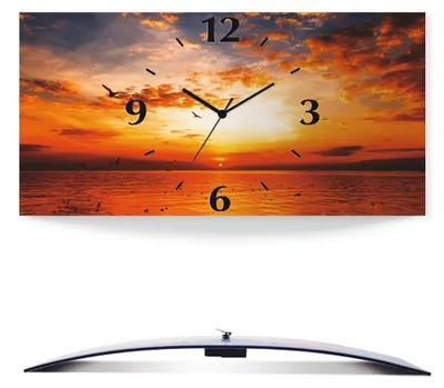 Produktbild von ARTland Wanduhr, gebogen Funkuhr - schwarzer Zeiger Sonnenuntergang am Strand Größe: 60x30 cm