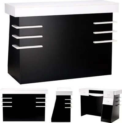 Image de Bureau d'accueil pour coiffeur Cameron 140 cm cosmétique pour salon SPA cabinet noir