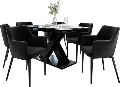 Produktbild von MIRJAN24 Stuhl Rene, 1 Stück, Polsterstuhl, Beine aus Metall, 57x50x83 cm, Wohnzimmer (Farbe: Magic Velvet 2219, Beine: Schwarz)