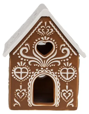 Immagine prodotto di Clayre & Eef Portacandele Casa di pan di zenzero 7x8x9 cm Porcellana marrone