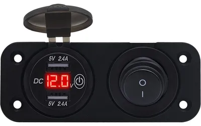 Produktbild von ProRide 12V USB-Einbaugerät 2 Anschlüsse 5V/2,4A mit Schalter/Voltmeter Rot