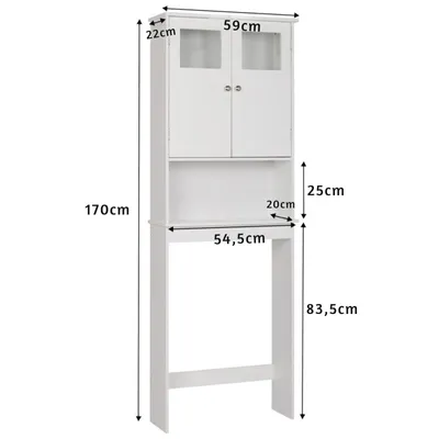 Produktbild von FCH WC Regal über Kleine Waschmaschine Toilette, Toilettenschrank mit 2 Türen, Verstellbarer Ablage, 59 x 22 x 170 cm, Weiß