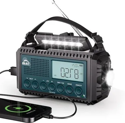Immagine prodotto di Radio di emergenza portatile con batteria da 12000 mAh e torcia