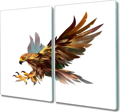 Produktbild von Coloray Hackbrett Kochplattenabdeckung Herdabdeckplatte 2x30x52 cm Schneidebrett Küchenbrett - Tier Vogel Adler