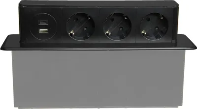 Produktbild von Einbaumöbel-Steckdose 3x230V SCHUKO Typ, 1xUSB A, 1xUSB C Plastrol W-72015
