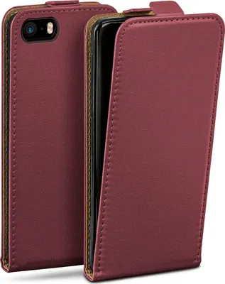 Produktbild von moex® Flip Case kompatibel mit iPhone 5s / 5 / SE (2016) - Hülle mit 360 Grad Schutz, Weinrot